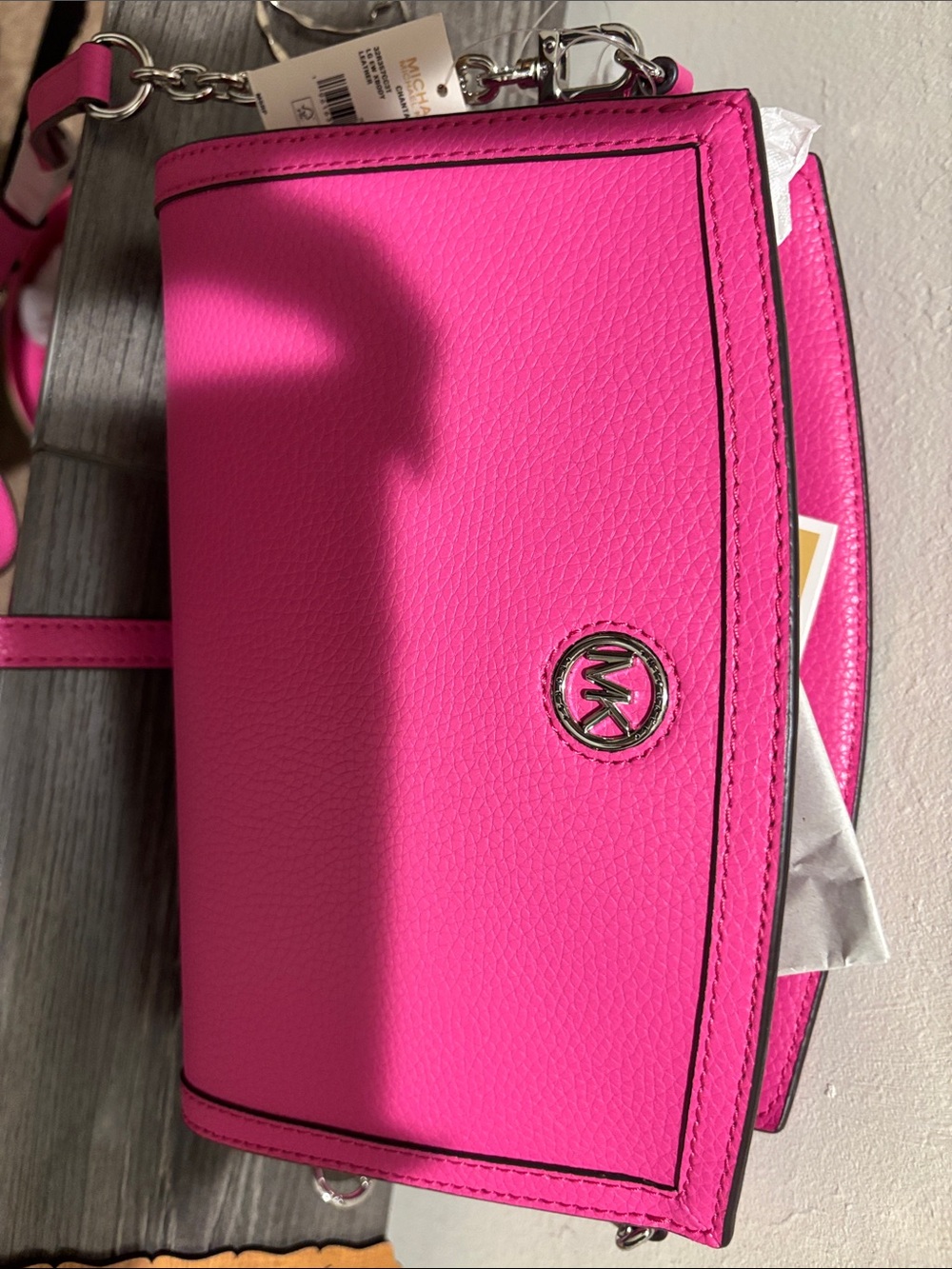 Michael Kors Hot Pink Leather Crossbody Bag